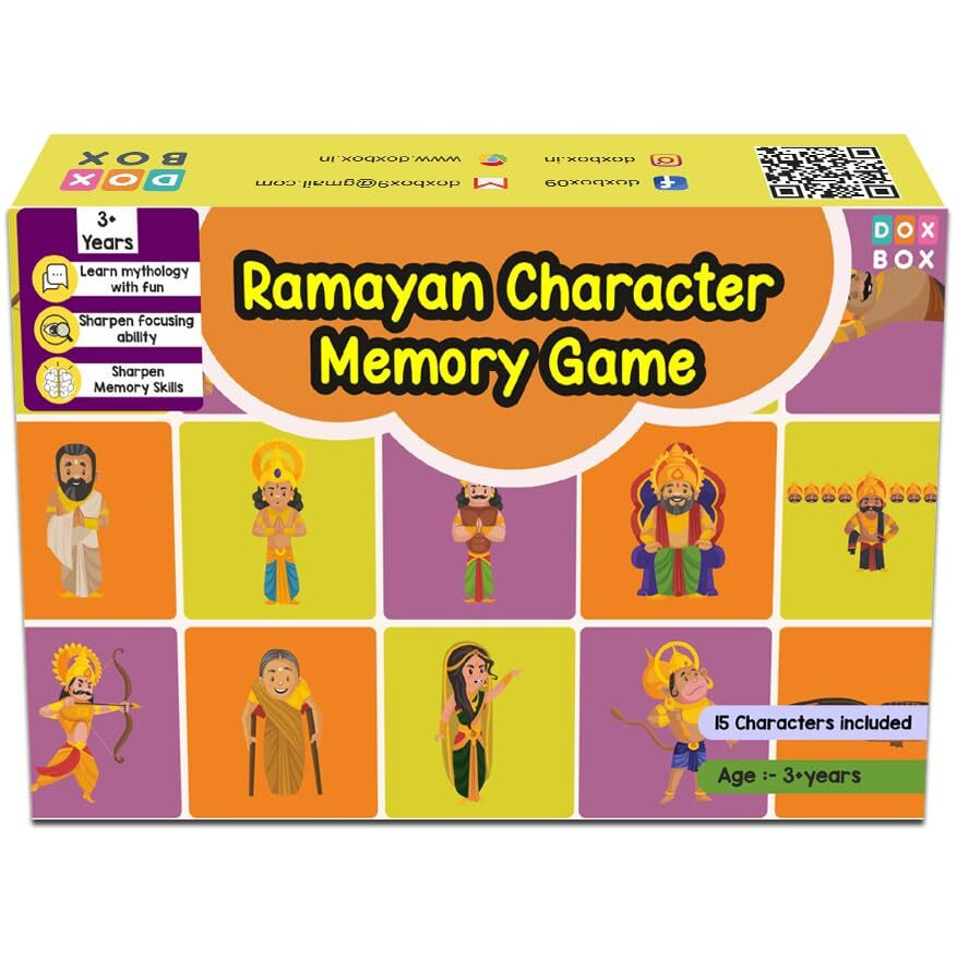 Zooplay India Ramayan Character Memory Card Game Flashcards -Pack Of 26 I Kids Learning Ramayana With Fun I Game For Boys And Girls I