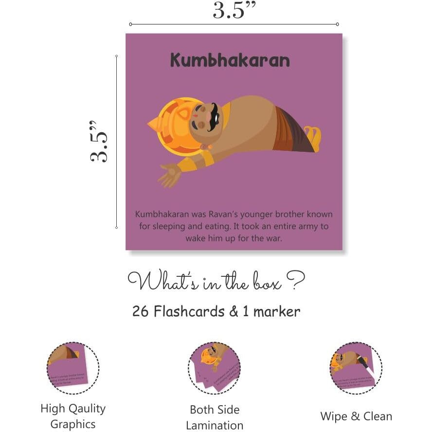 Zooplay India Ramayan Character Memory Card Game Flashcards -Pack Of 26 I Kids Learning Ramayana With Fun I Game For Boys And Girls I