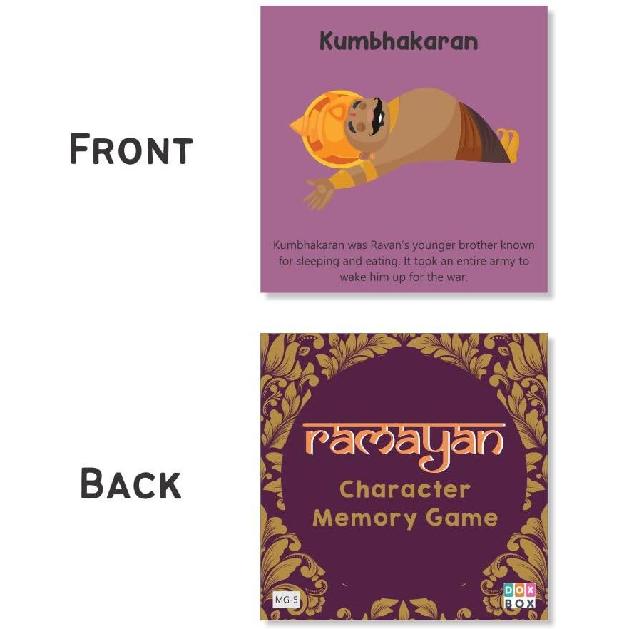 Zooplay India Ramayan Character Memory Card Game Flashcards -Pack Of 26 I Kids Learning Ramayana With Fun I Game For Boys And Girls I
