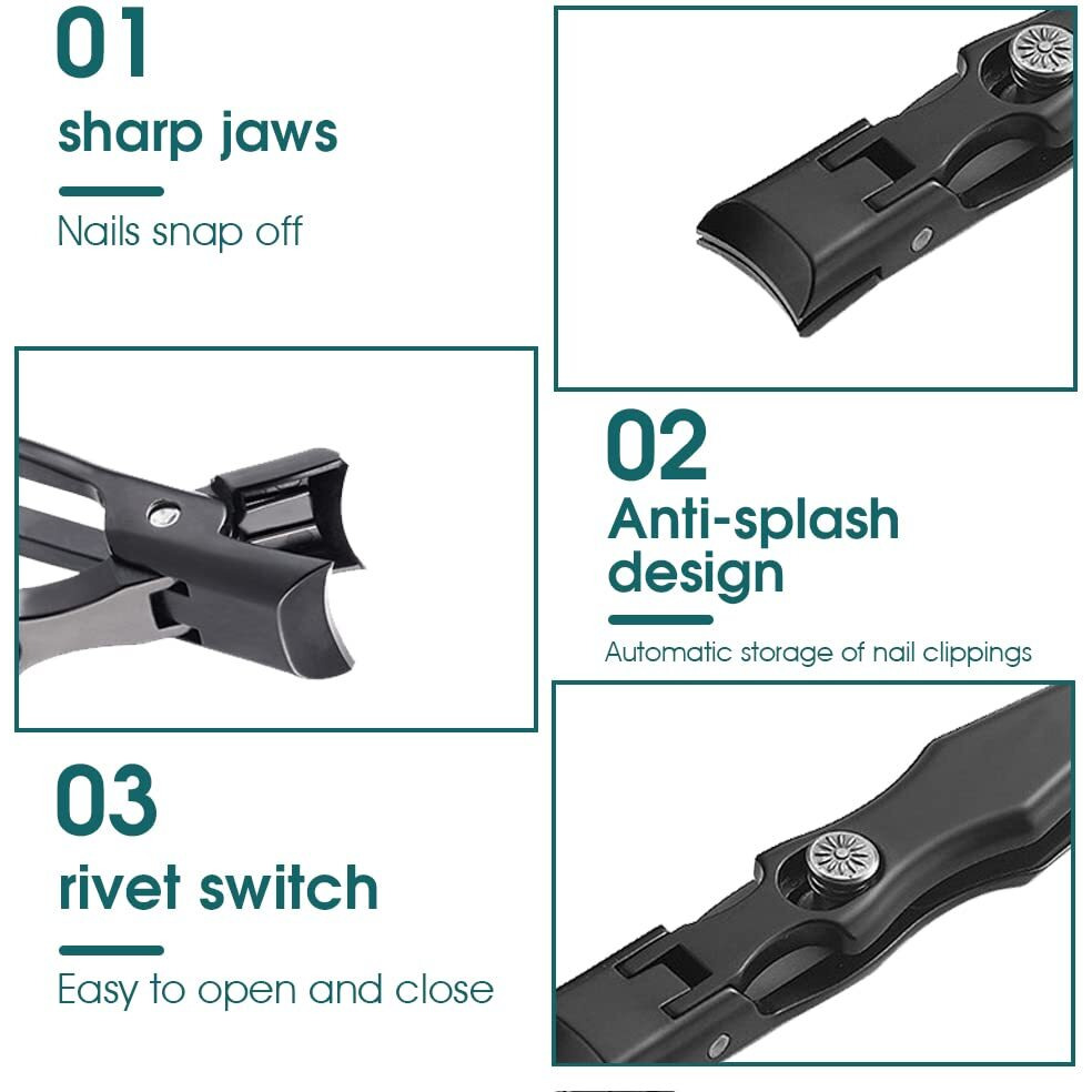 Maycreate Nail Cutter For Men Stainless Steel Nail Clippers With Leather Cover Toenail Clippers Wide-Opening Sharp Jaws For Thick Nails, Professional Nail Trimmer