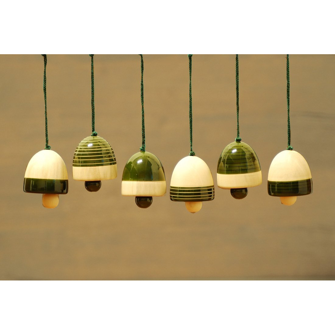 Maya Organic Wood Christmas Decor (Green) Pack Of 6