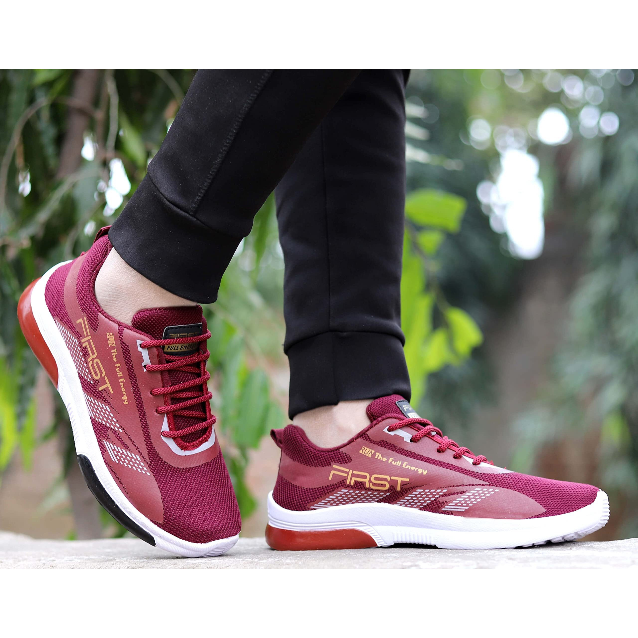 Aadi Men's Maroon Mesh Outdoor Casual Shoes