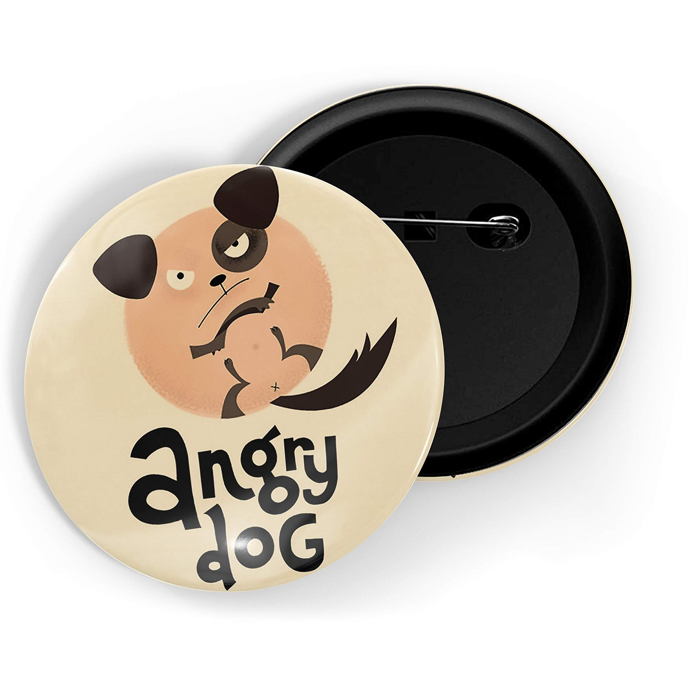 Dhcrafts Brown Color Pin Badges Quotes Angry Dog Glossy Finish Design Pack Of 1