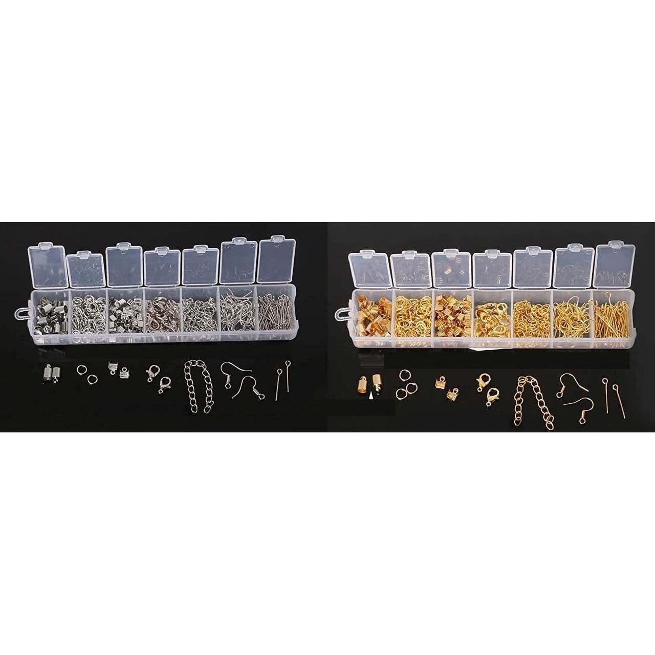 Diy Crafts 250 Gram, Chorme Silver, Silver/Gold Color Metal Parts Mix Set For Making Bracelet Necklace Earring Jewelry Findings Accessories Manual  (250 Gram, Chorme Silver)