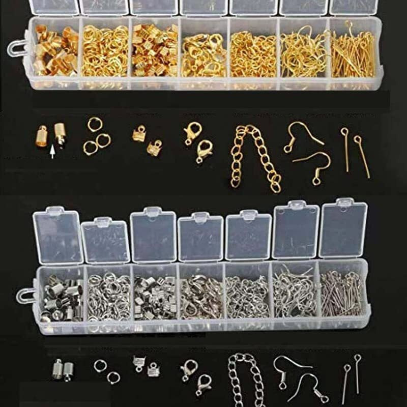 Diy Crafts 250 Gram, Chorme Silver, Silver/Gold Color Metal Parts Mix Set For Making Bracelet Necklace Earring Jewelry Findings Accessories Manual  (250 Gram, Chorme Silver)