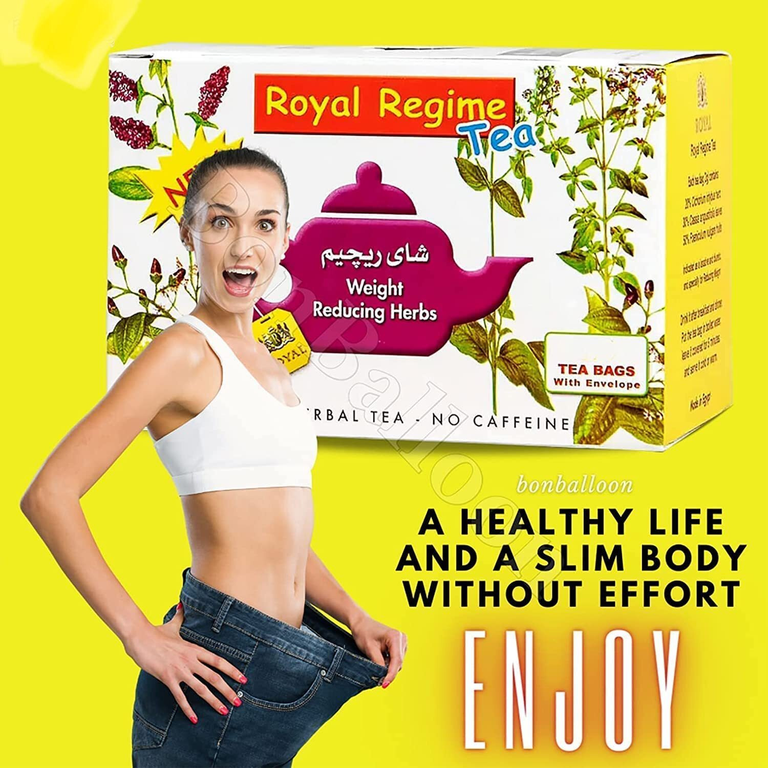 Royal Regime Tea Weight Reducing Slimming Herbs Loss Diet Herbs Herbal Infusion Herbal Tea Bags Box 50 Bags (Product Of Egypt)