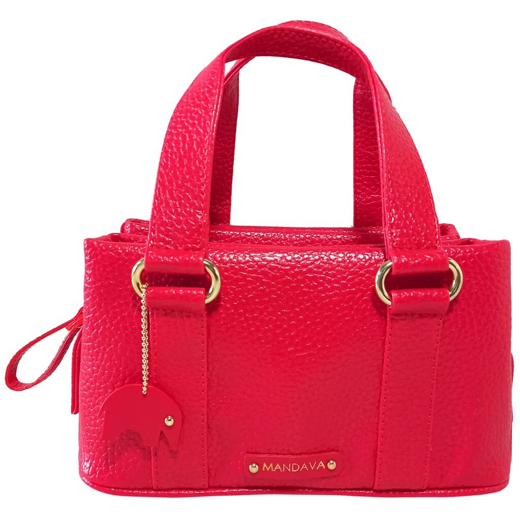 Mandava Women's Pu Leather Mini Handbag, Top Handle Small Satchel Bag For Ladies (Cherry Red)