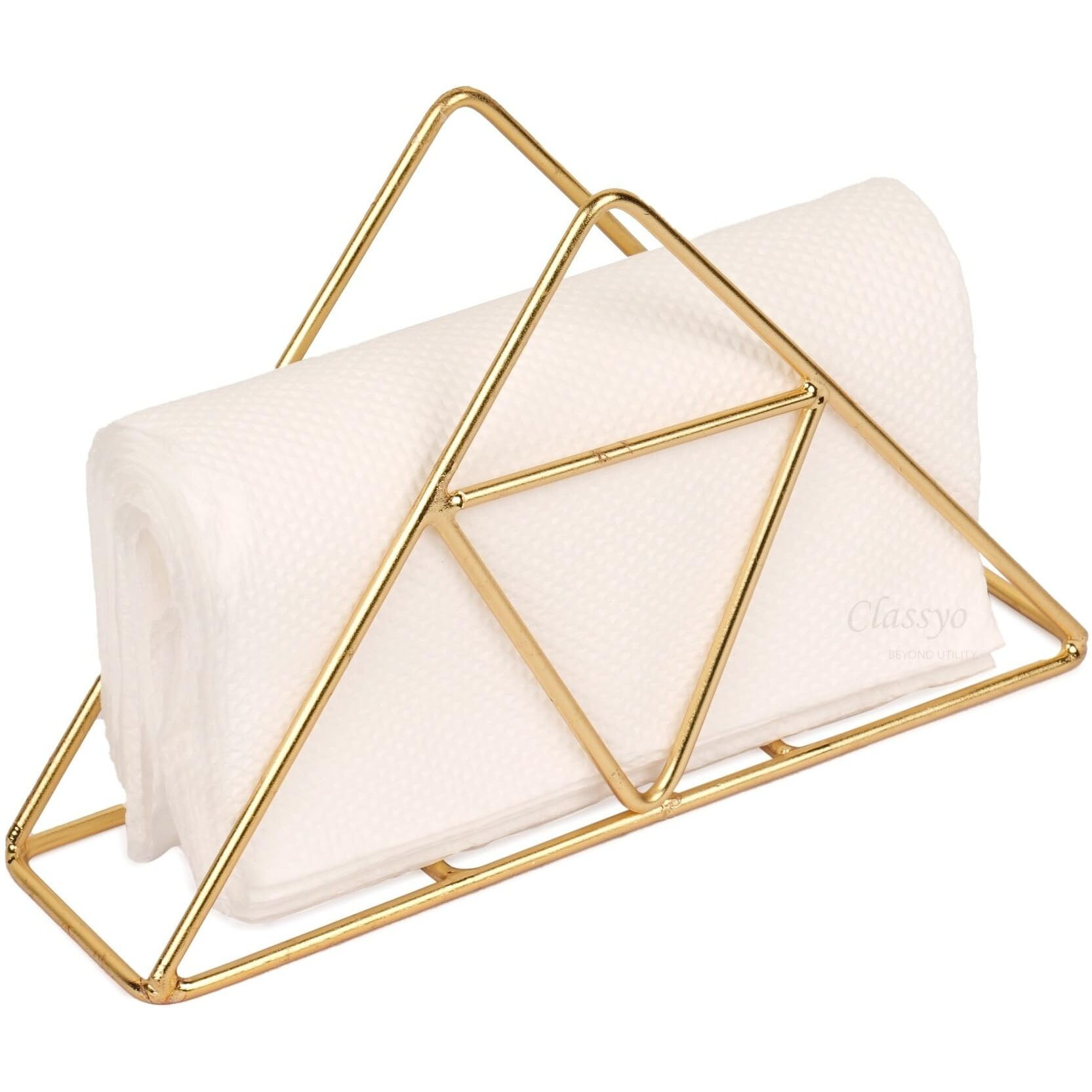 Classyo Metal Tissue Holder For Dining Table, Tissue Paper Holder, Dining Table Accessories For Home, Tissue Stand For Dining Table Decorative Items- Napkin Holder (Gold)