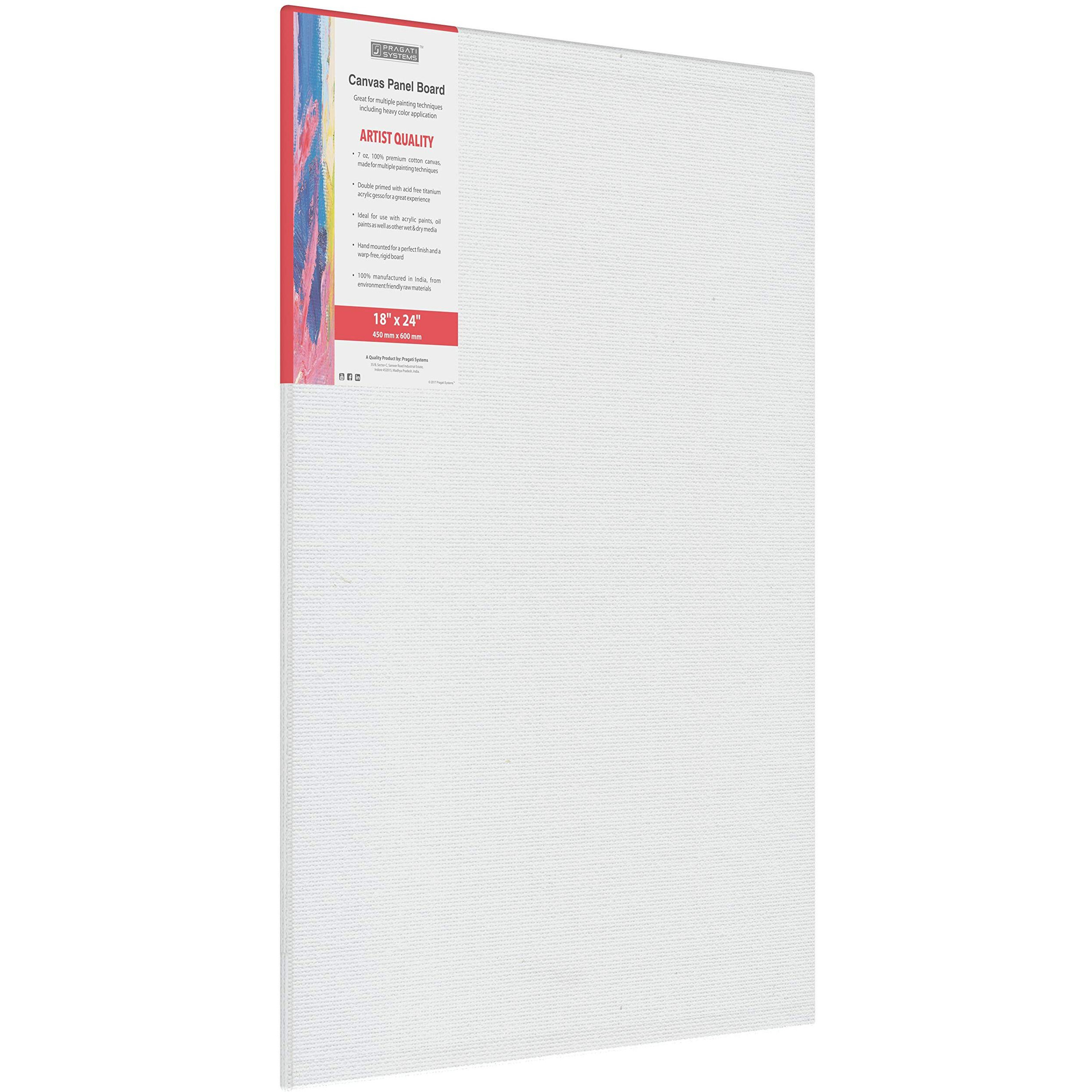 Pragati Systems Medium Grain 18X24 Inch 7 Oz. Primed Canvas Board For Painting Cp1824, White (Pack Of 4)