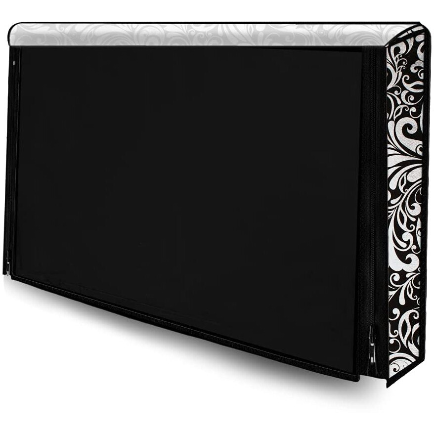 Stylista Waterproof Led Tv Cover For All 55 Inch Models Floral Pattern Black, Polyvinyl Chloride (Pvc)