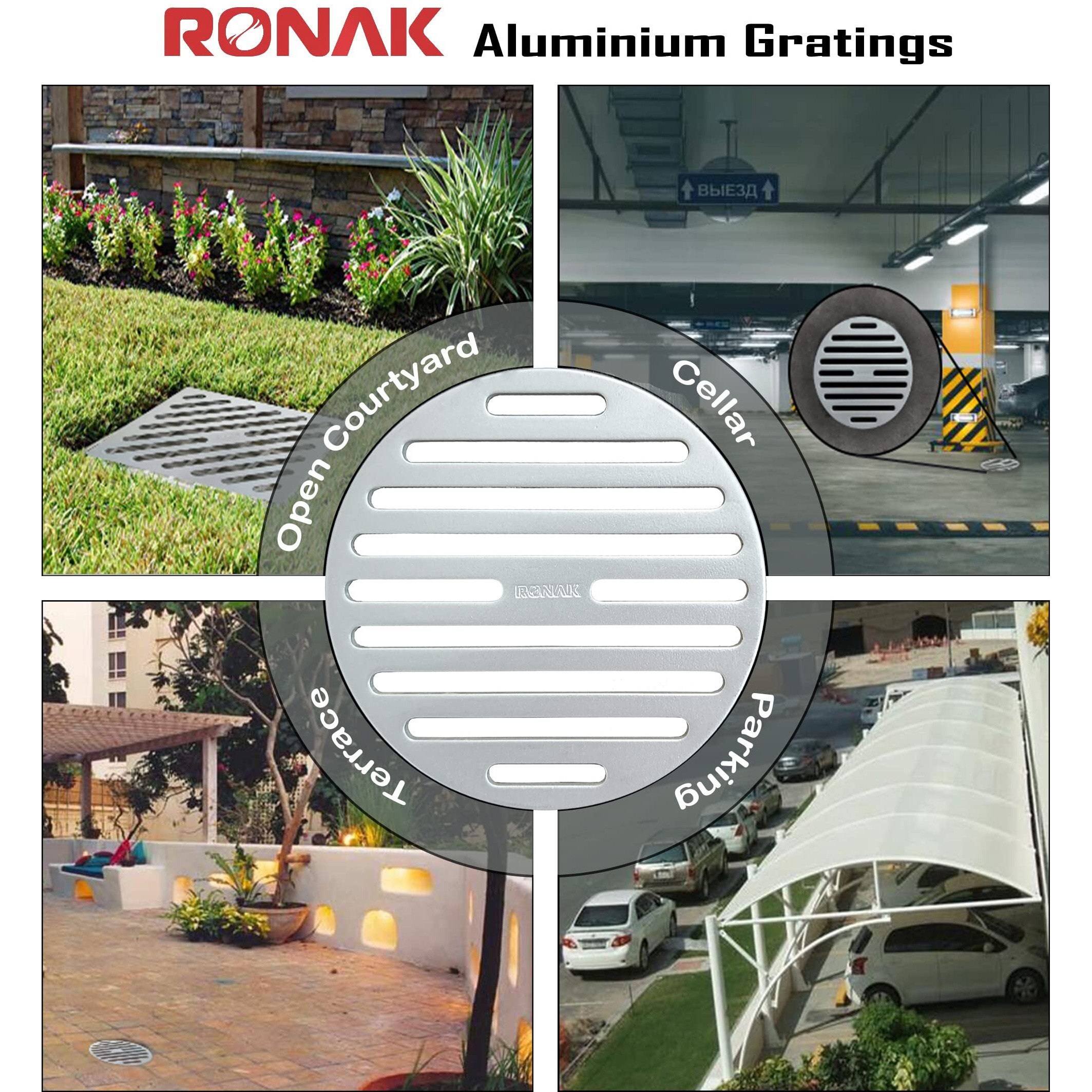 Ronak Grating Floor Drainer Round | Premium Aluminum Gratings (5" Round)
