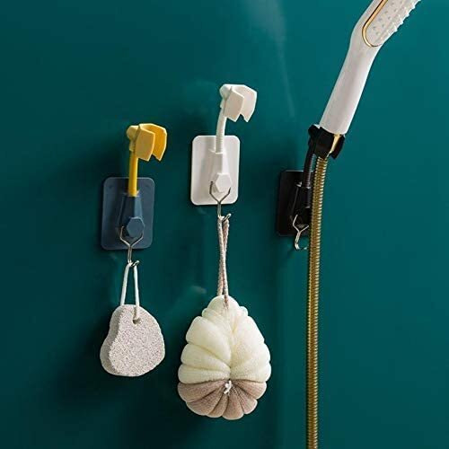 Home Cube Abs 360 Degree Adjustable Matt Shower Head Holder For Bathroom Wall Mountable Bracket With Adhesive Sticker (Pack Of 1, Random Colour),Silver