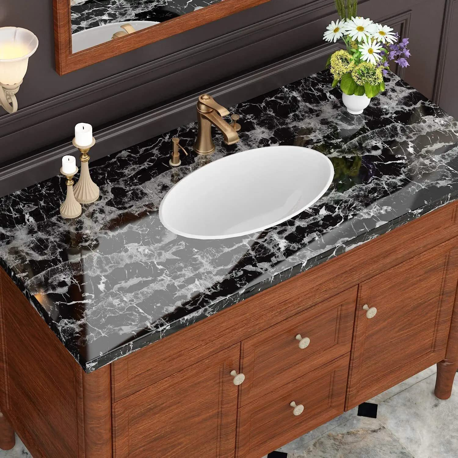 Kashival Black Marble Wallpaper For Self Adhesive Decorative Marble Contact Paper Peel And Stick Wallpaper Waterproof Pvc Marble Home Kids Room Kitchen Wallpaper For Sticker Kitchen Cabinets Marble Wallpaper Black Wallpaper For Kitchen Countertops Waterproof For Home Furniture Living Room Kitchen Platform Cabinets Tabletop Plastic Table (Size 60*200 Cm) (Black Marble A32)