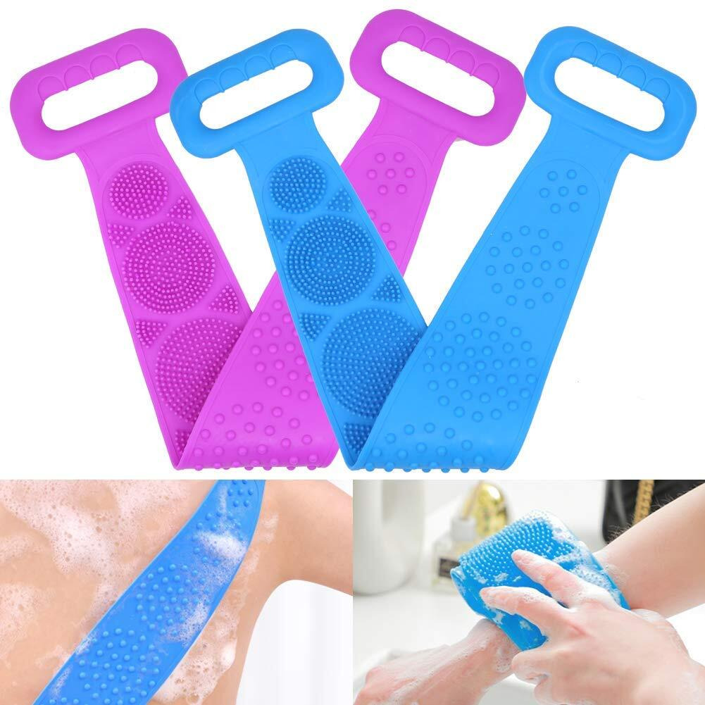 Lozox Double Sided Long Silicone Back Scrubber For Shower, Back Cleaner, Silicone Shower Scrubber, Body Bath Brush, Exfoliating Loofah Brushes For Men And Women (Combo)