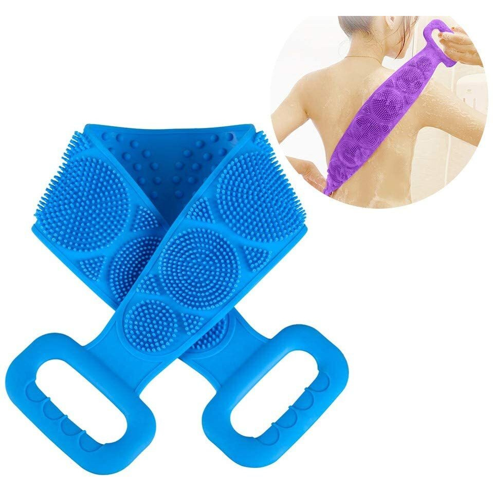 Lozox Double Sided Long Silicone Back Scrubber For Shower, Back Cleaner, Silicone Shower Scrubber, Body Bath Brush, Exfoliating Loofah Brushes For Men And Women (Combo)
