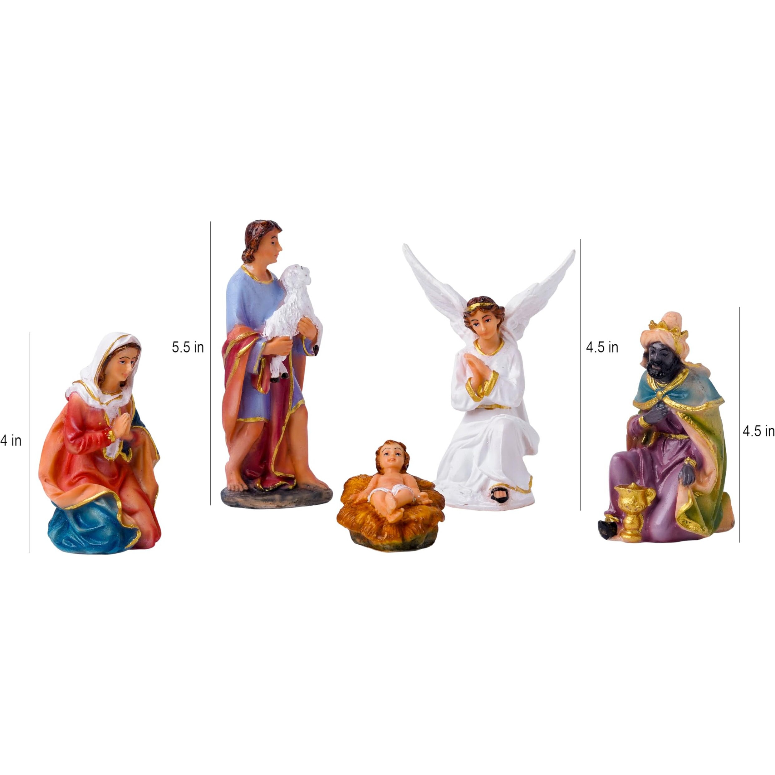 Newven Crib Set Christmas | Nativity Set Xmas Decoration Statues | Idols Christian Figurine | Baby Jesus, Joseph & Mary, Kings, Shepherd & Others | Perfect Christmas Gifting, 6 Inch,12 Pieces