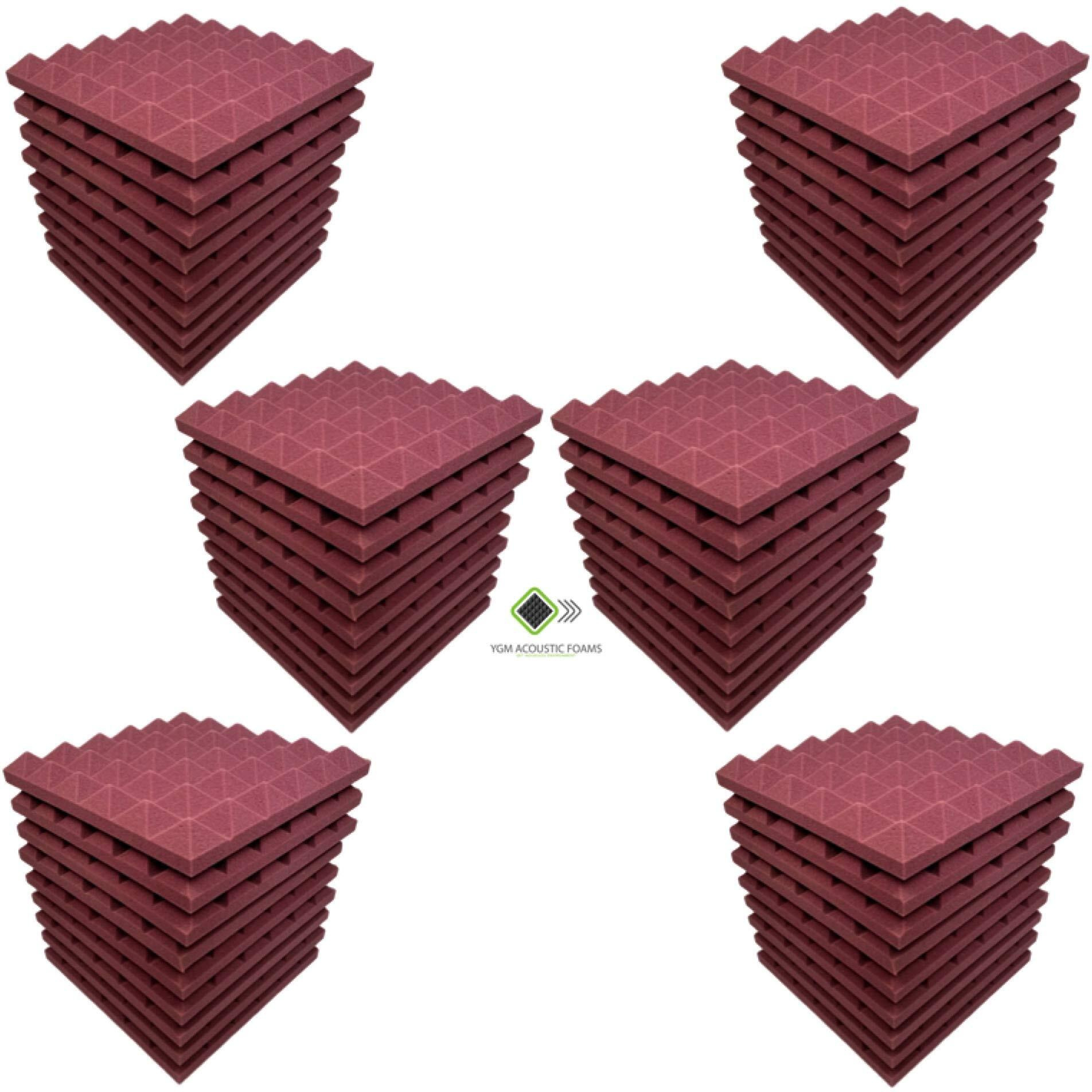 Ygm Acoustic Foams (Set Of 72) Pyramid Soundproofing Studio Acoustic Foam 1'X1, 2 Inches (Coffee)