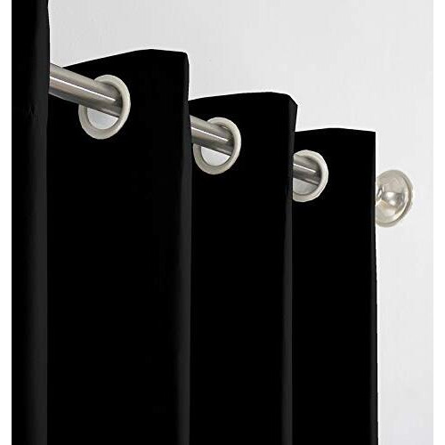 Bhoomi Impex Room Darkening Blackout Curtain Long Door-9 Feet, Thermal Insulated Eyelet Noise Reducing Blackout Curtains - Black Solid