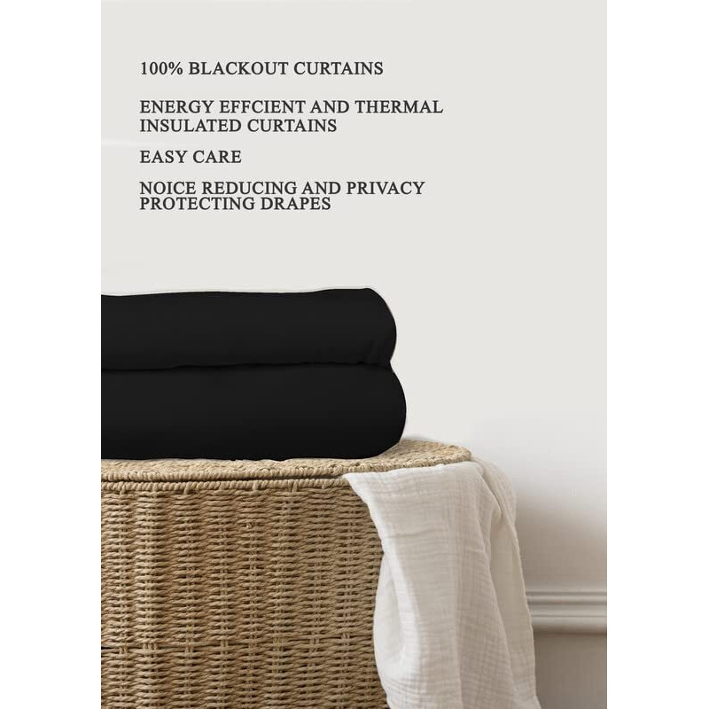Bhoomi Impex Room Darkening Blackout Curtain Long Door-9 Feet, Thermal Insulated Eyelet Noise Reducing Blackout Curtains - Black Solid