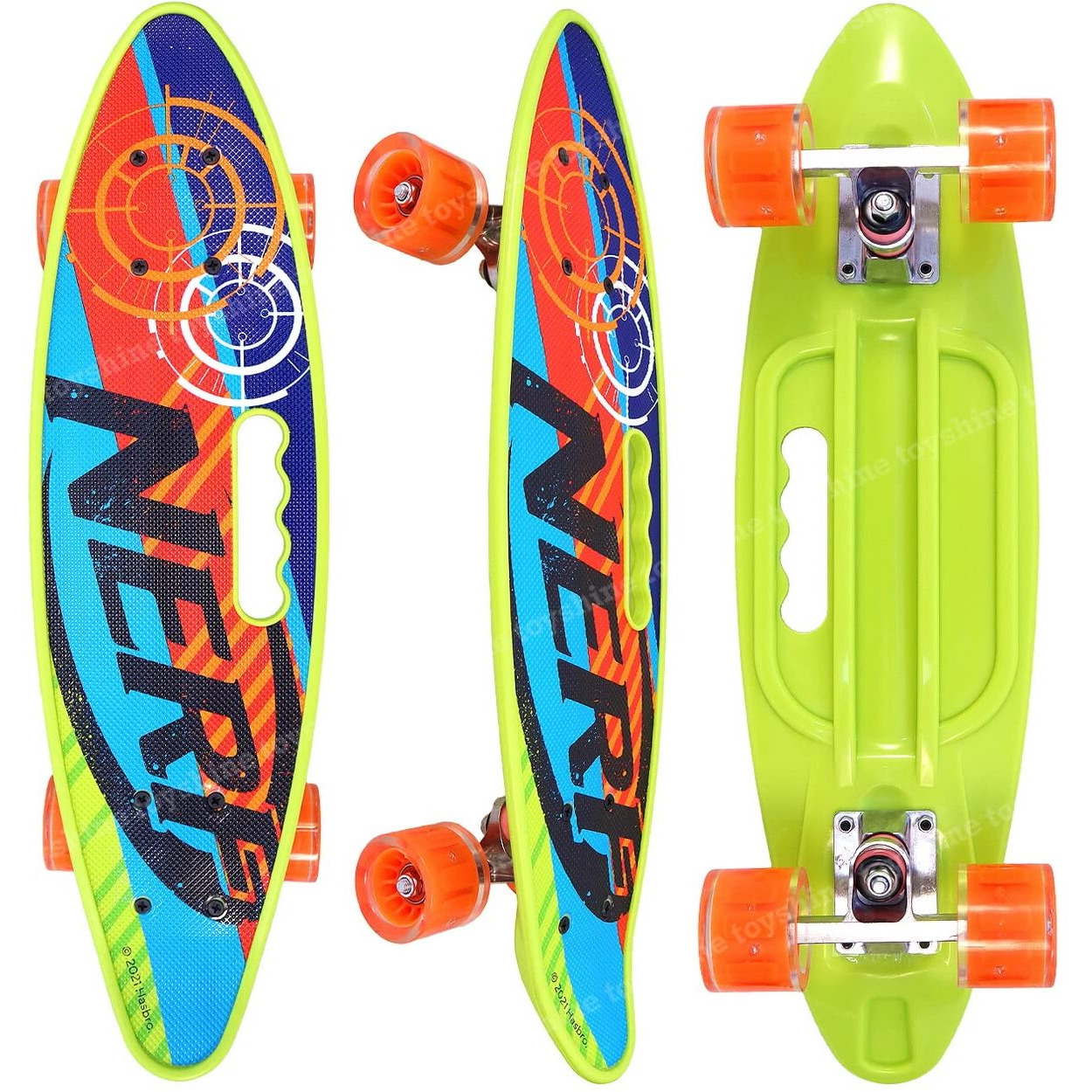 Toyshine Complete Skateboard 59 Cms All Wheels Led Light Up Beginners, Nerd Green
