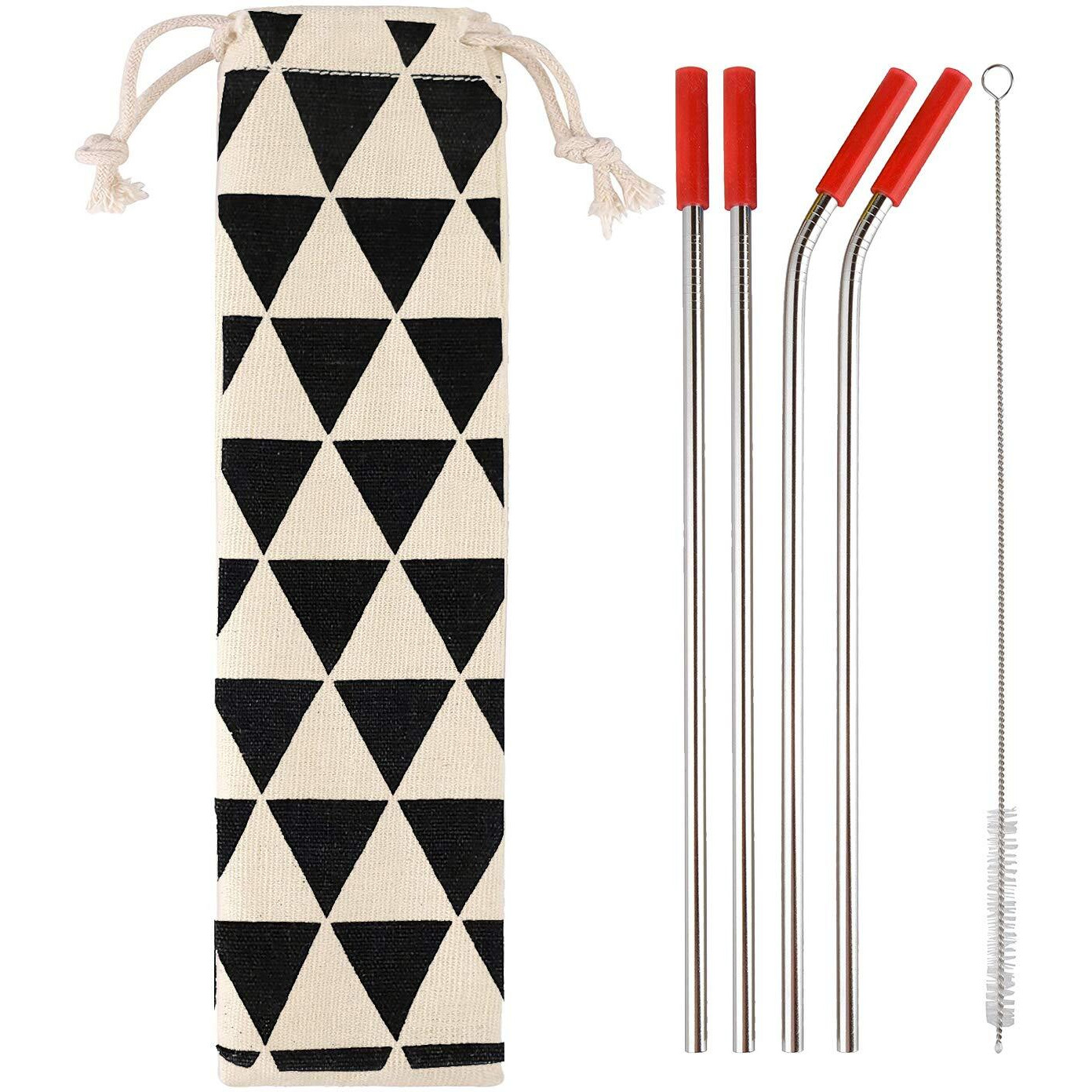Store2508 Stainless Steel Straw Set With Silicone Tips And Cleaner (1 Set)