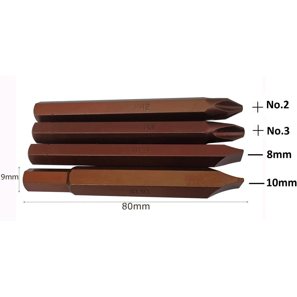 Inditrust New Long 4Pc Magnetic Impact Driver Bits Size +Ph2,+Ph3, Sl8 And Sl10 Impact Screwdriver Set
