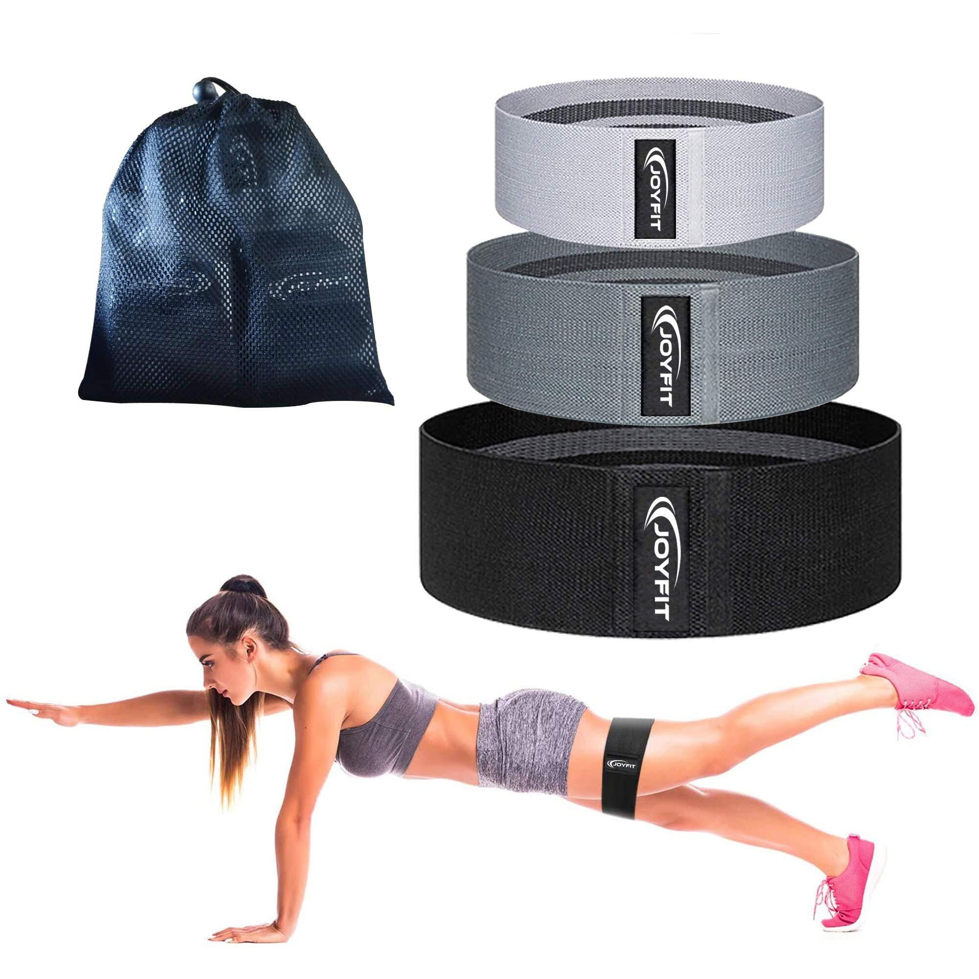 Joyfit Resistance Bands Set- Thick Wide Non Slip Elastic Hip Bands Set For Squat Glute Hip Thigh Workout Training,Stretch Exercise Loops For Home And Gym, Suitable For Men And Women[ 3Pc] (3 Pc Set)