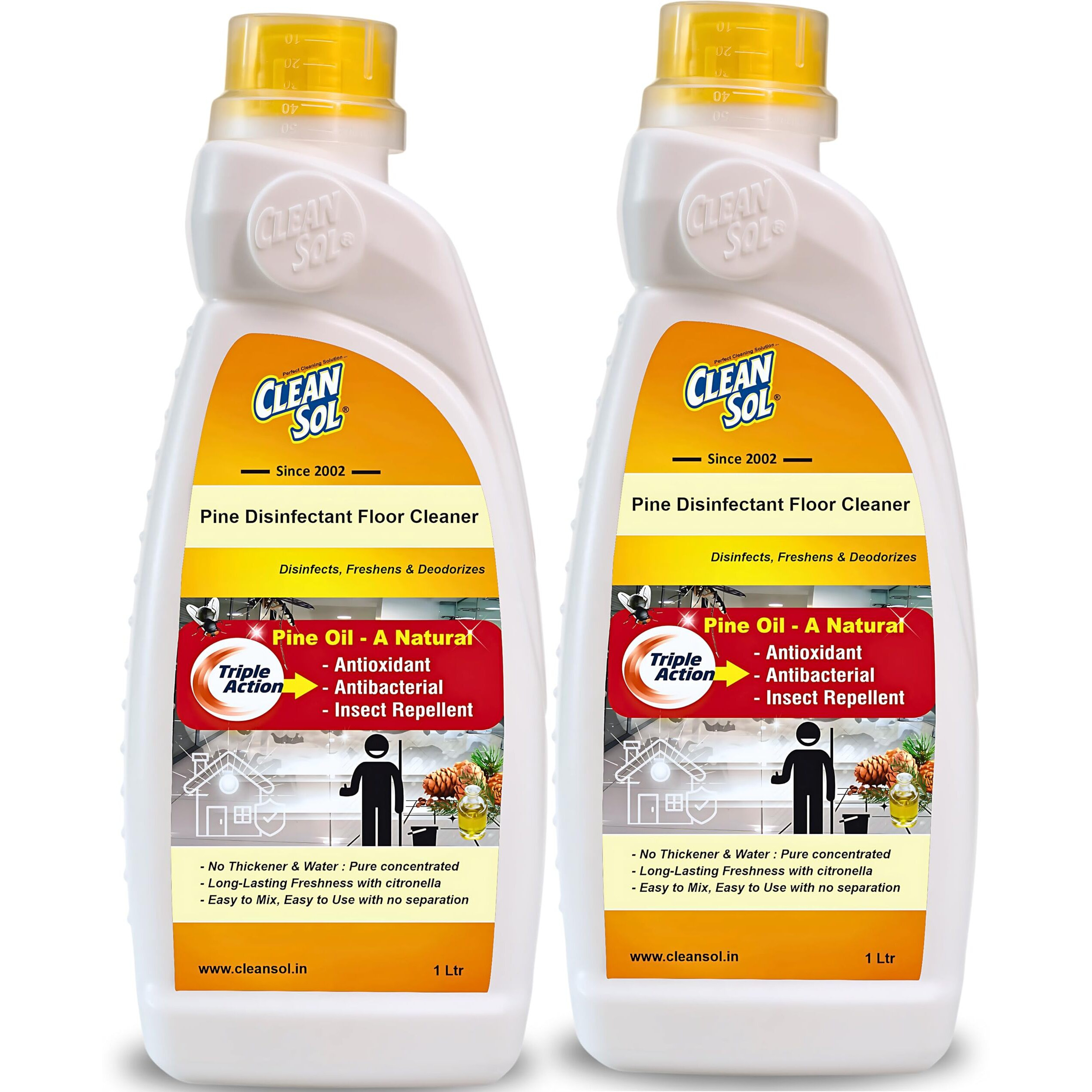 Cleansol White Phenyl Making Pine Concentrate Floor Cleaner Liquid - 2 Ltr (Make 20-30 Ltr White Phenyl)