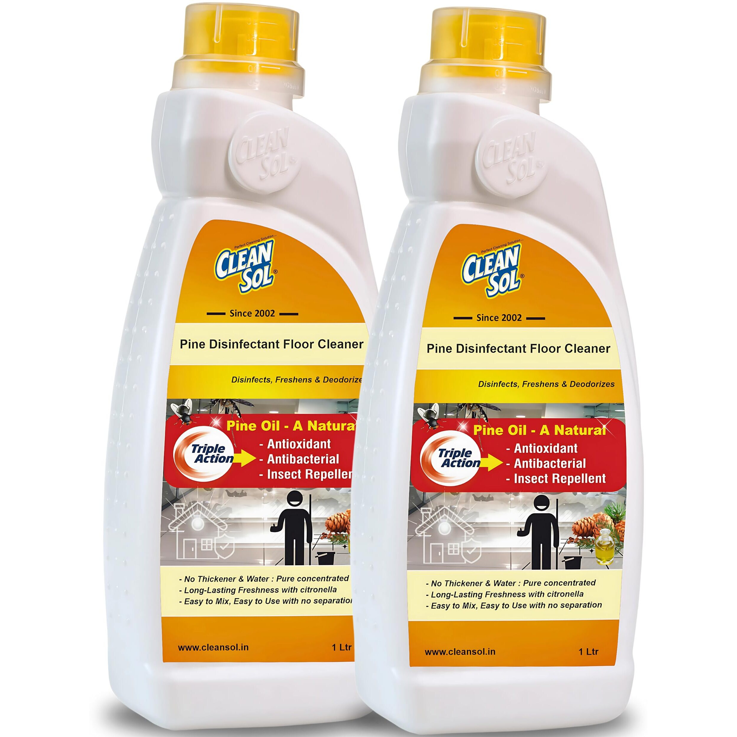 Cleansol White Phenyl Making Pine Concentrate Floor Cleaner Liquid - 2 Ltr (Make 20-30 Ltr White Phenyl)