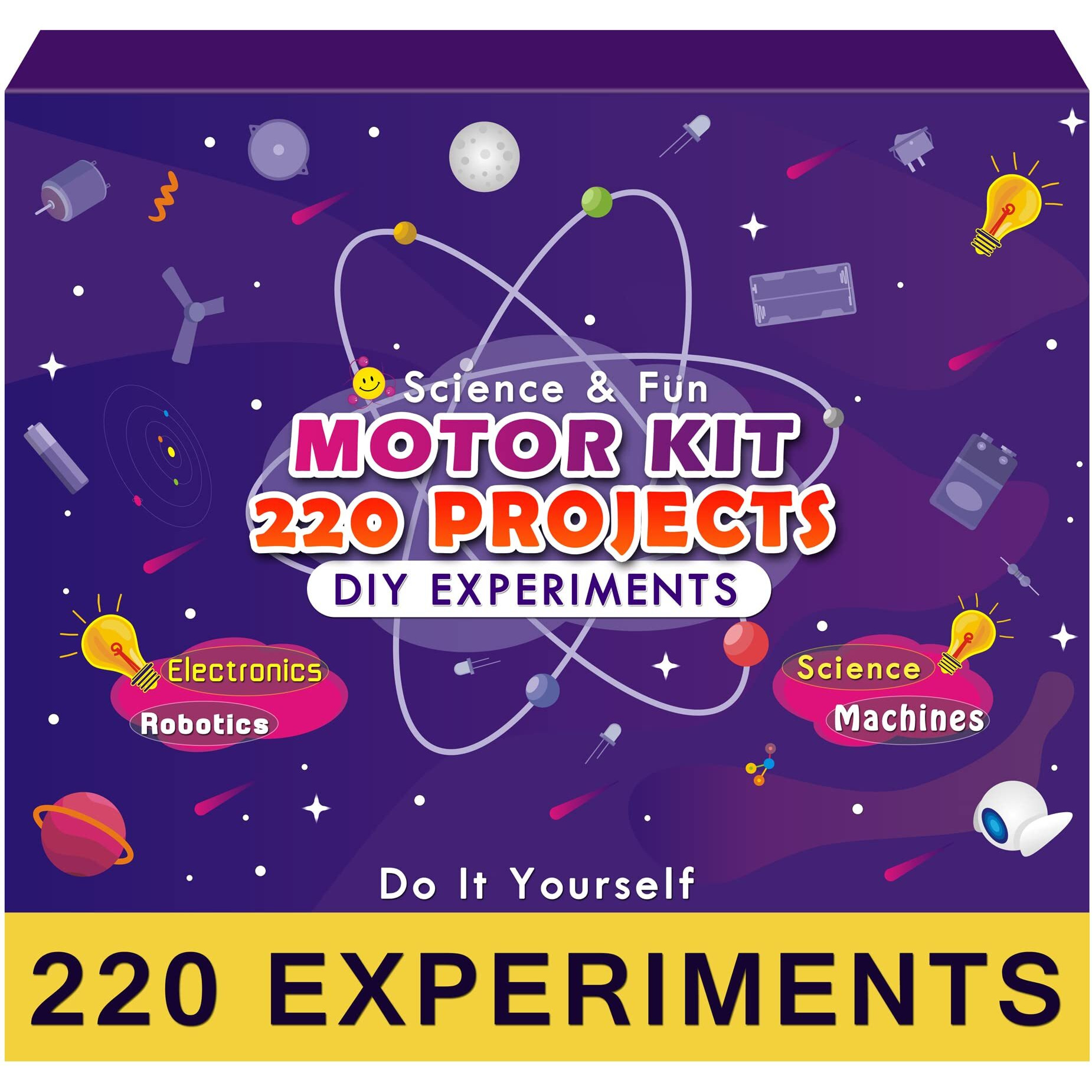 Science & Fun 220 Experiments Motor Kit - Science & Fun Robotics Electronics Diy Science Activity Kit