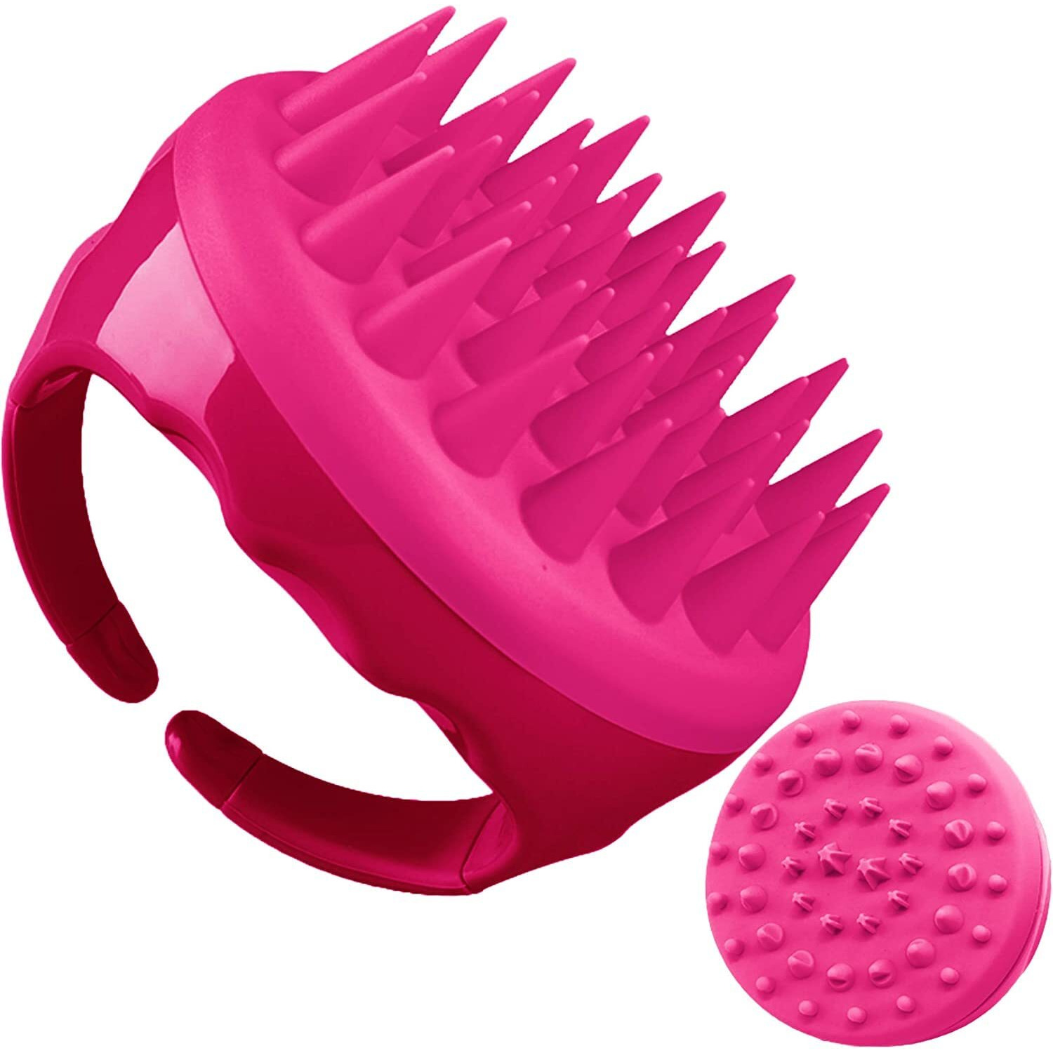 Qiqi Silicone Shampoo Brush Manual Scalp Massager Hair Brush Wet Dry Comb Head Scrubber 100% Comfortable For Hair Improve Blood Circulation For Men,Women Pets, Pink