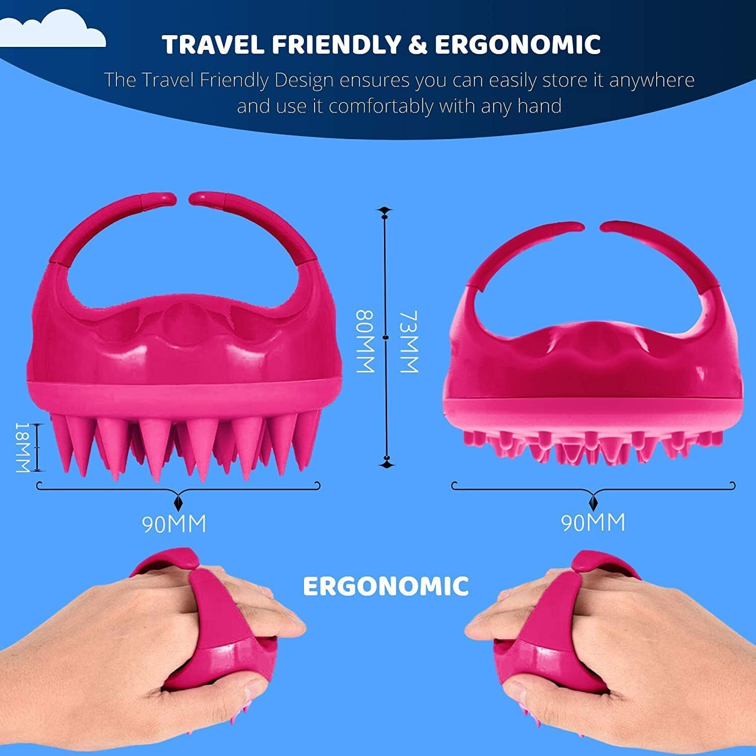 Qiqi Silicone Shampoo Brush Manual Scalp Massager Hair Brush Wet Dry Comb Head Scrubber 100% Comfortable For Hair Improve Blood Circulation For Men,Women Pets, Pink