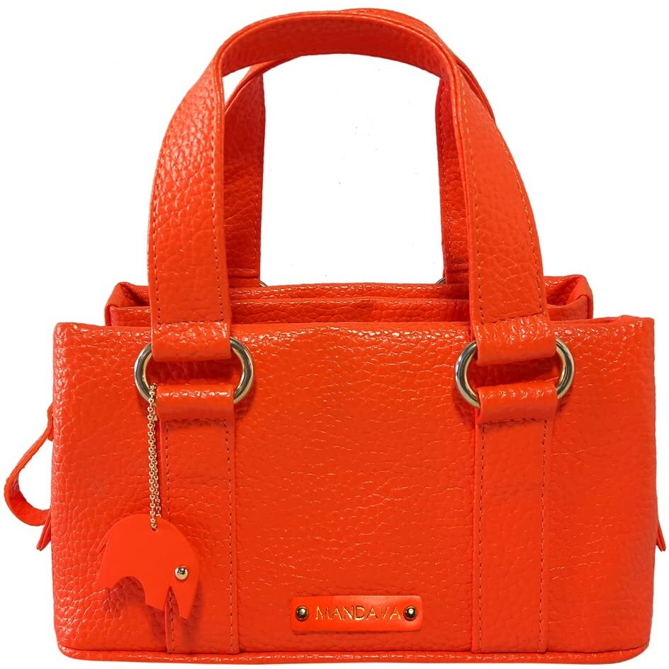 Mandava Women's Pu Leather Mini Handbag, Top Handle Small Satchel Bag For Ladies (Orange)