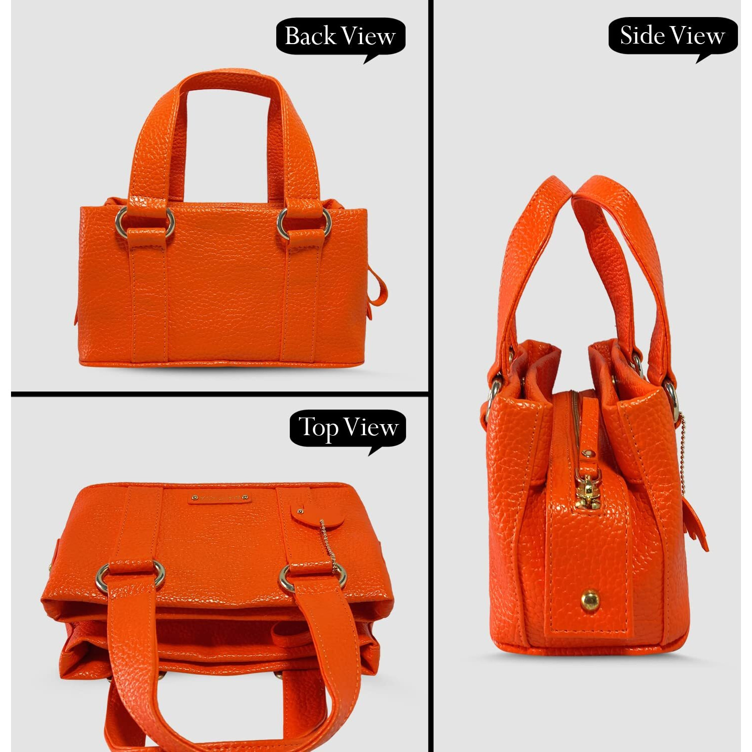 Mandava Women's Pu Leather Mini Handbag, Top Handle Small Satchel Bag For Ladies (Orange)