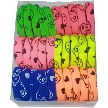 Srs Hair Printed Rubber Band For Women & Girl's (Neon Colour) Pack Of 30 Piece