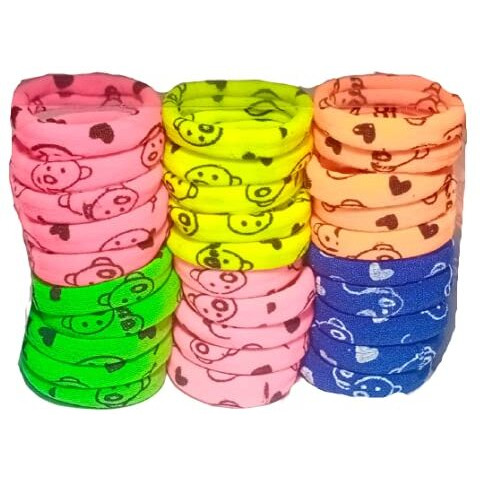 Srs Hair Printed Rubber Band For Women & Girl's (Neon Colour) Pack Of 30 Piece