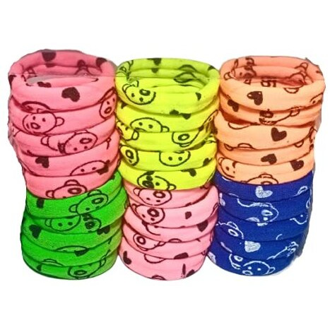 Srs Hair Printed Rubber Band For Women & Girl's (Neon Colour) Pack Of 30 Piece