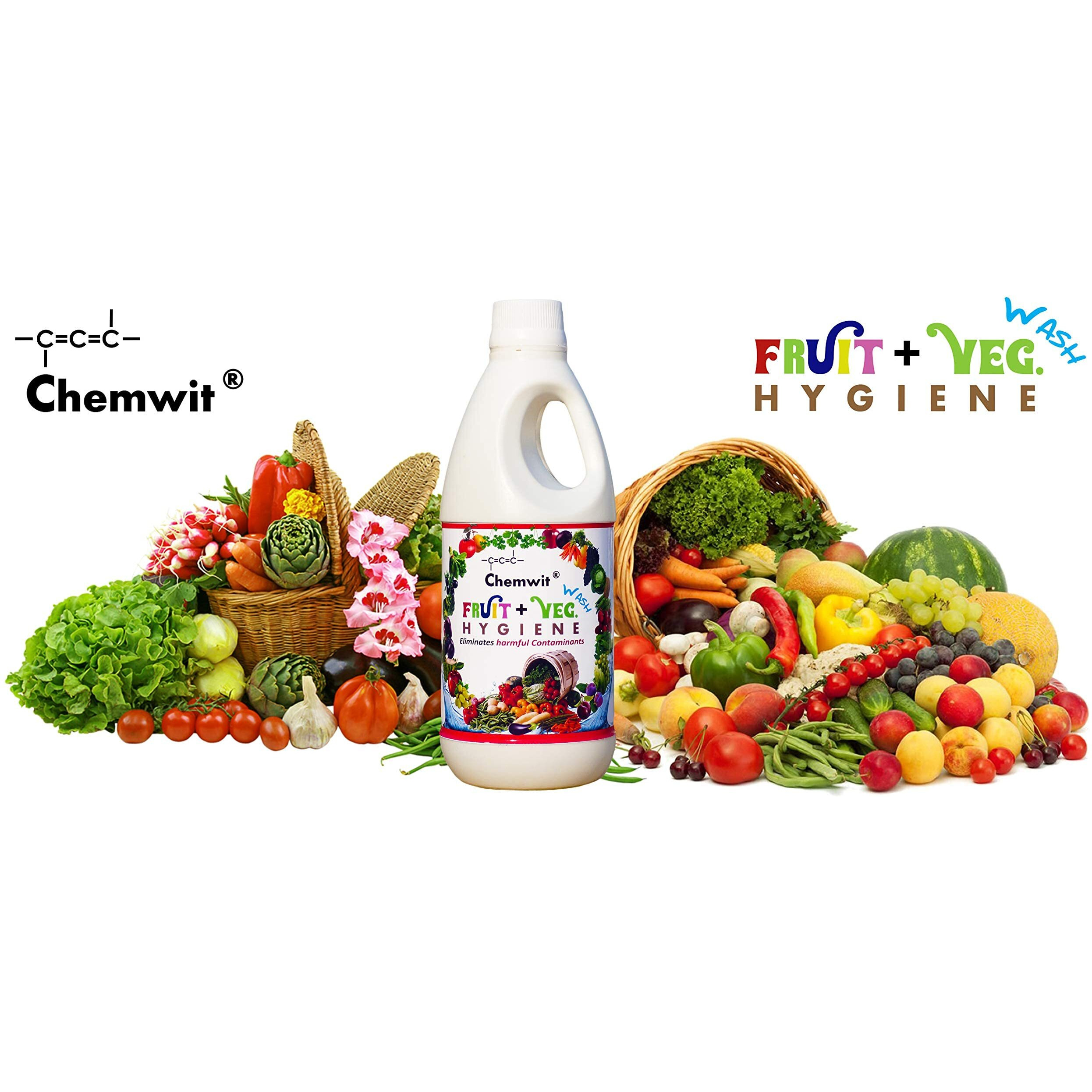 Chemwit Fruit And Vegetable Wash Hygiene (500 Ml) | Clean Fruits And Vegetables | Disinfectant Wash For Fruits & Vegetables | Remove Germs, Pesticides & Increase Shelf Life | Safe Hygiene Wash