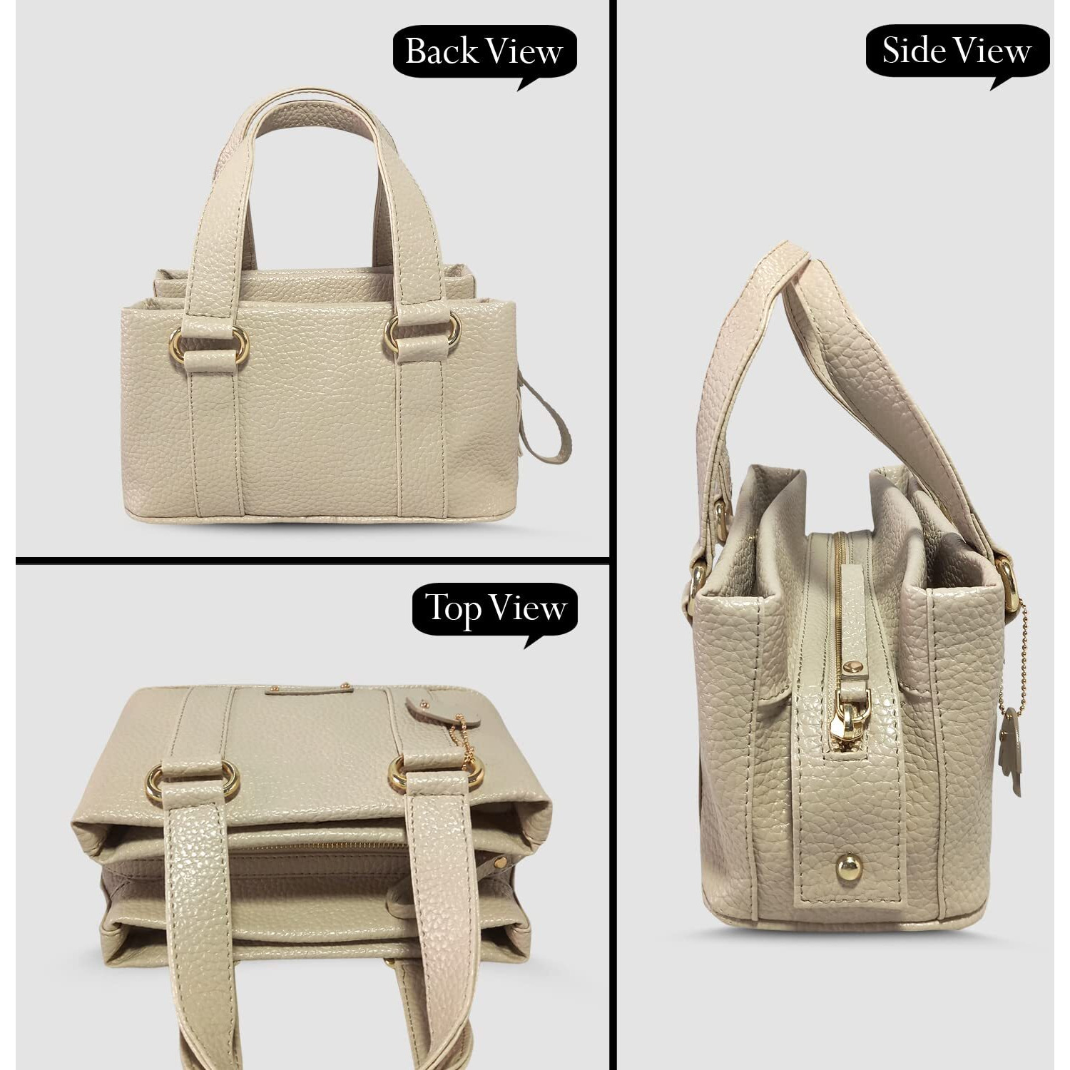 Mandava Women's Pu Leather Mini Handbag, Top Handle Small Satchel Bag For Ladies (Cream)