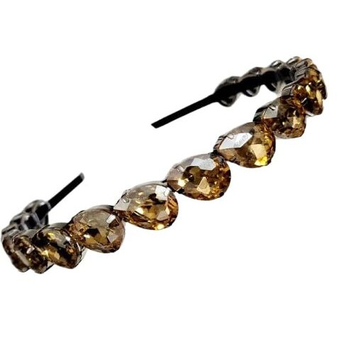 Deepti Chandna Designs Stunning And Elegant Handcrafted Headband, Featuring Crystals & Stones For Women (Gold Shadow Thick Drop Stone)