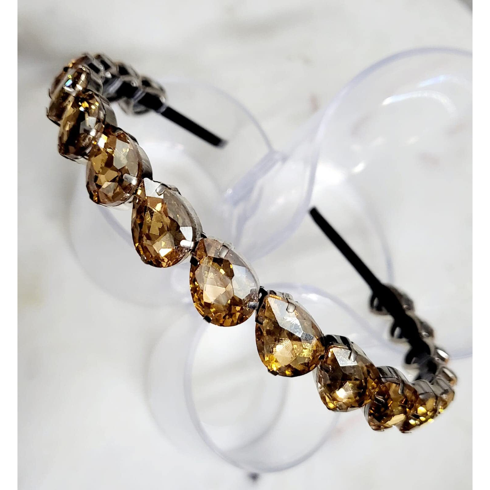 Deepti Chandna Designs Stunning And Elegant Handcrafted Headband, Featuring Crystals & Stones For Women (Gold Shadow Thick Drop Stone)