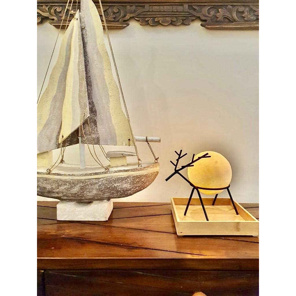 Quace Touch Sensor 3D Printing Reindeer Led Moon Night Light (Black)