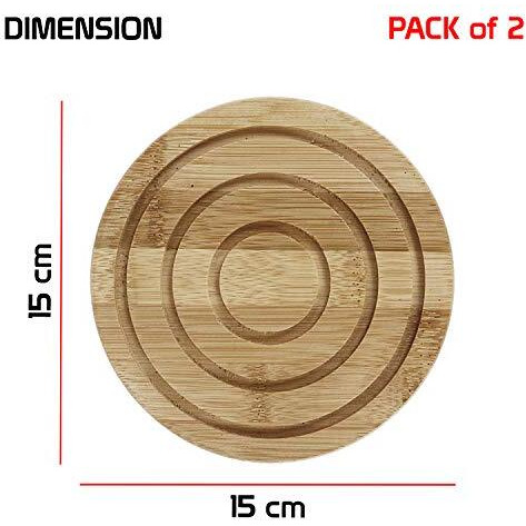 Hokipo Eco-Friendly Extra Thick Bamboo Wooden Coasters For Home Pan Pot Holder For Dining Table Heat Pad For Kitchen - Pack Of 2 (Ar2924)