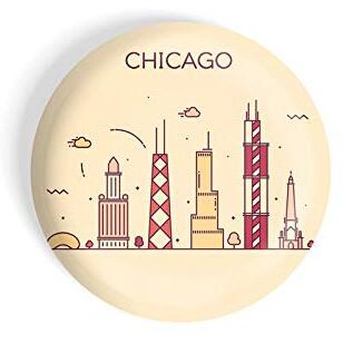 Dhcrafts Fridge Magnet Brown Color Chicago Glossy Finish Design Pack Of 1