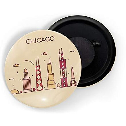Dhcrafts Fridge Magnet Brown Color Chicago Glossy Finish Design Pack Of 1