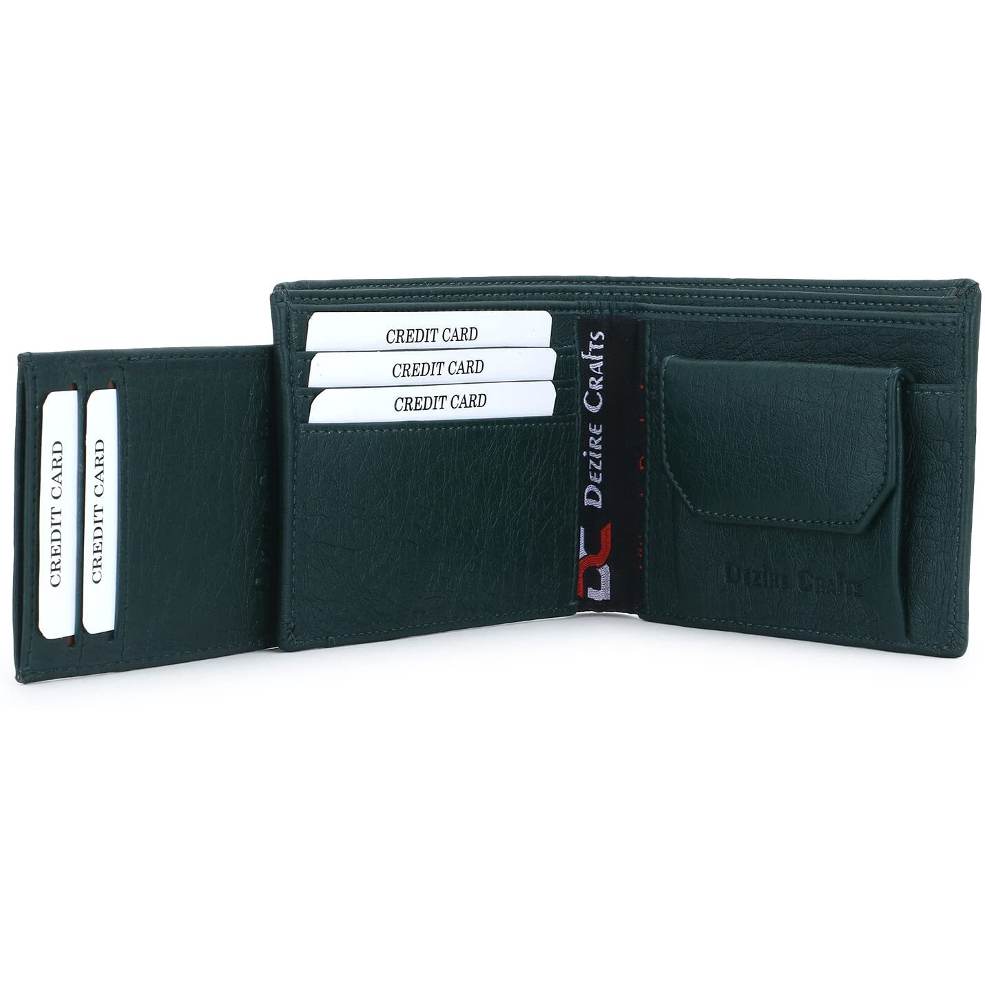 M Mensanity Dezire Crafts Men Formal, Casual, Party Artificial Leather Removable Card Slot Wallets (8 Card Slots) (Green)