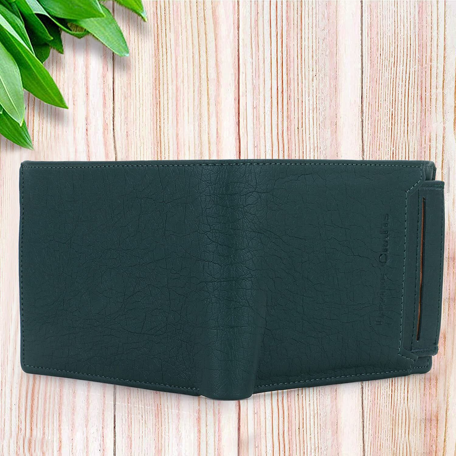M Mensanity Dezire Crafts Men Formal, Casual, Party Artificial Leather Removable Card Slot Wallets (8 Card Slots) (Green)