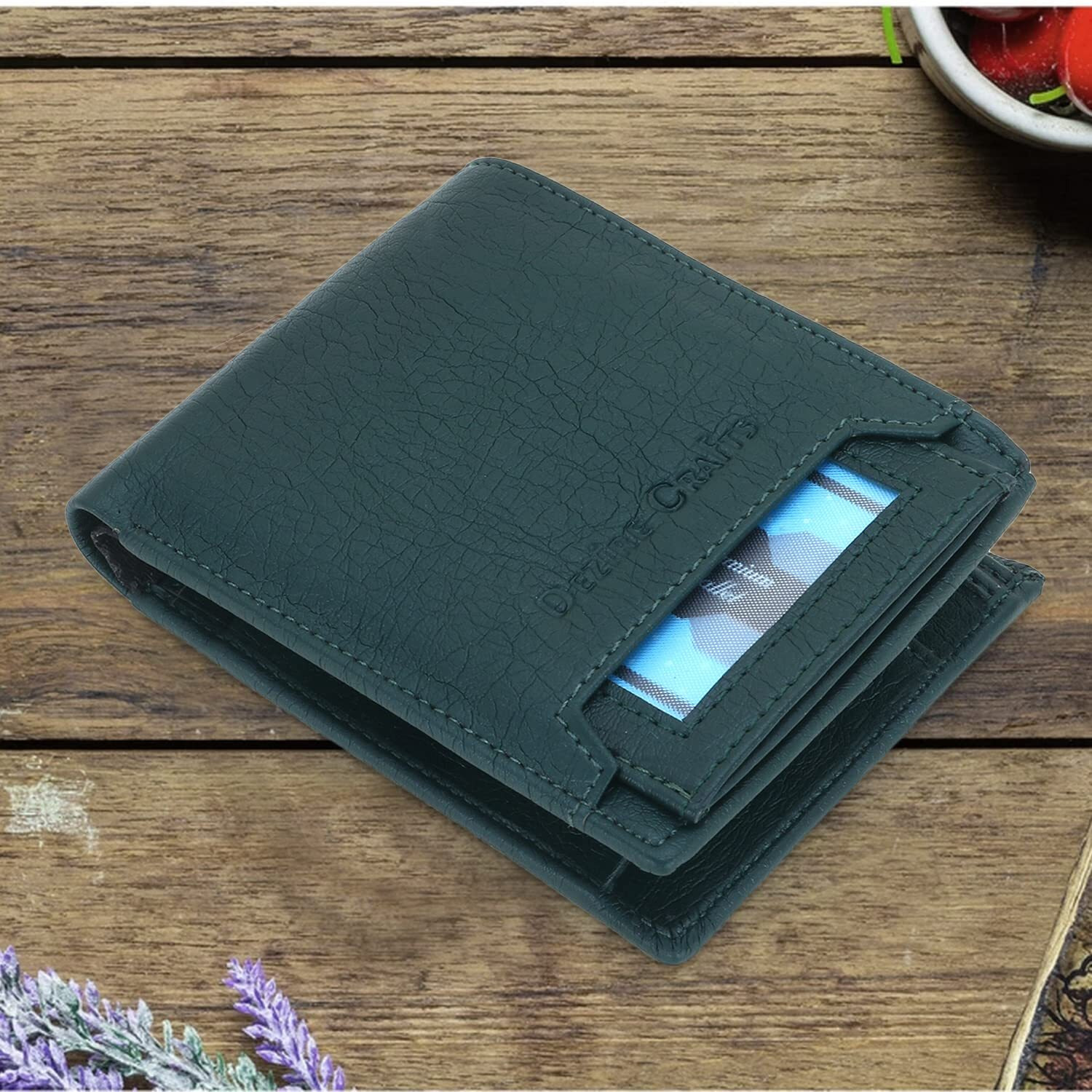 M Mensanity Dezire Crafts Men Formal, Casual, Party Artificial Leather Removable Card Slot Wallets (8 Card Slots) (Green)