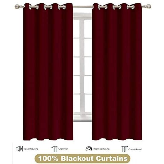Bhoomi Impex Room Darkening Blackout Curtain Long Door - 9 Feet, Thermal Insulated Eyelet Noise Reducing Blackout Curtains - Burgundy Solid