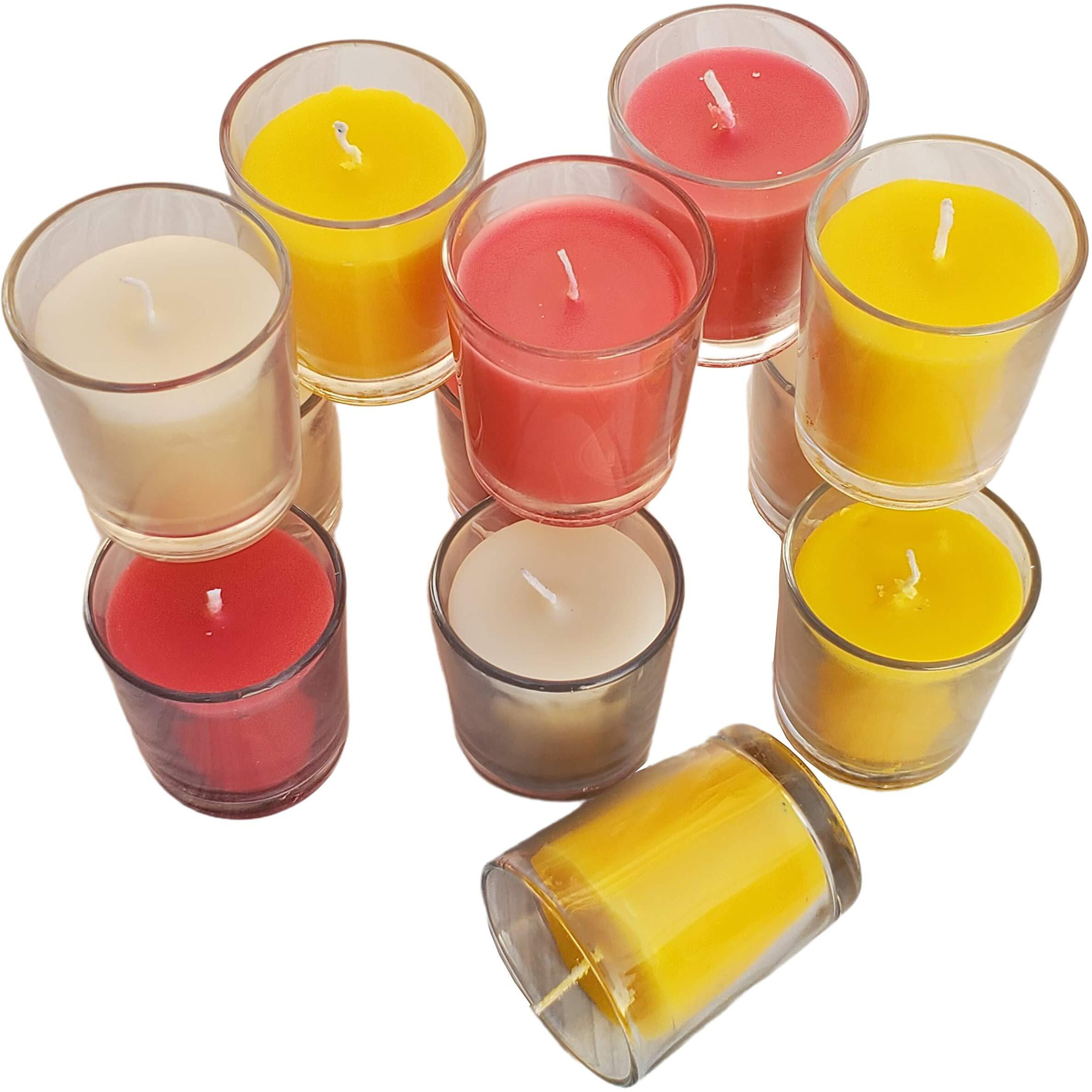 Pure Source India Pack Of 6 Votive Glass Scented Candles, Diwali Home Decor Gift (Fragrance-Rose, Jasmine & Sandalwood)